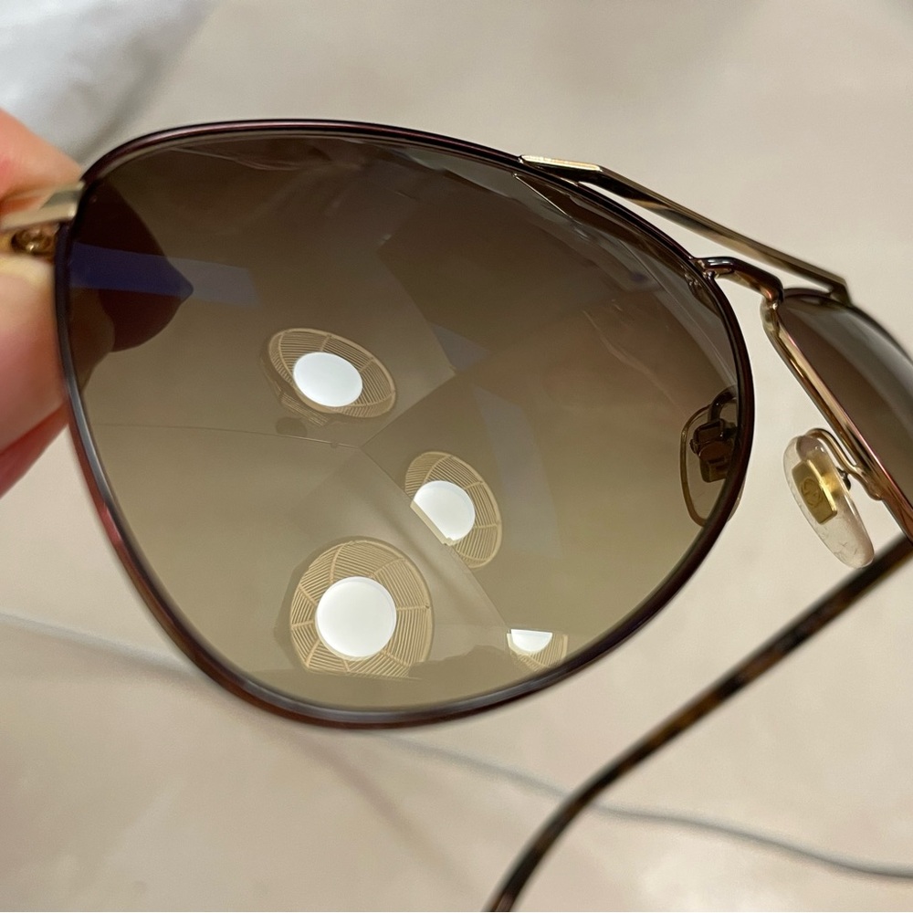 Auth EUC Gucci LOGO Aviator Sunglasses Gold HW tortoise brown gradient lenses - Picture 7 of 15